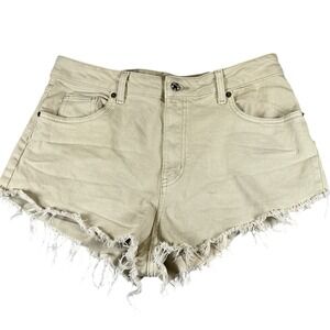 H&M Womens Cutoff Denim Shorts Size 10 Beige‎ Frayed Raw Hem Casual